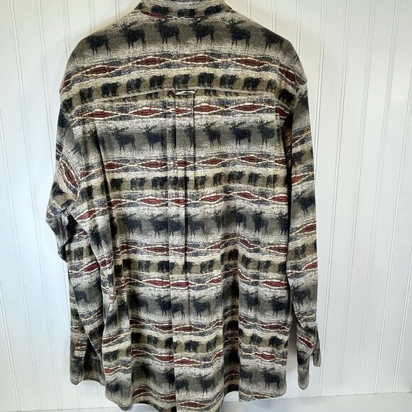 Vtg 90s‎ Woolrich Moose & Bear Flannel Shirt Mens XL Hunting Western Long Sleeve - Picture 2 of 11